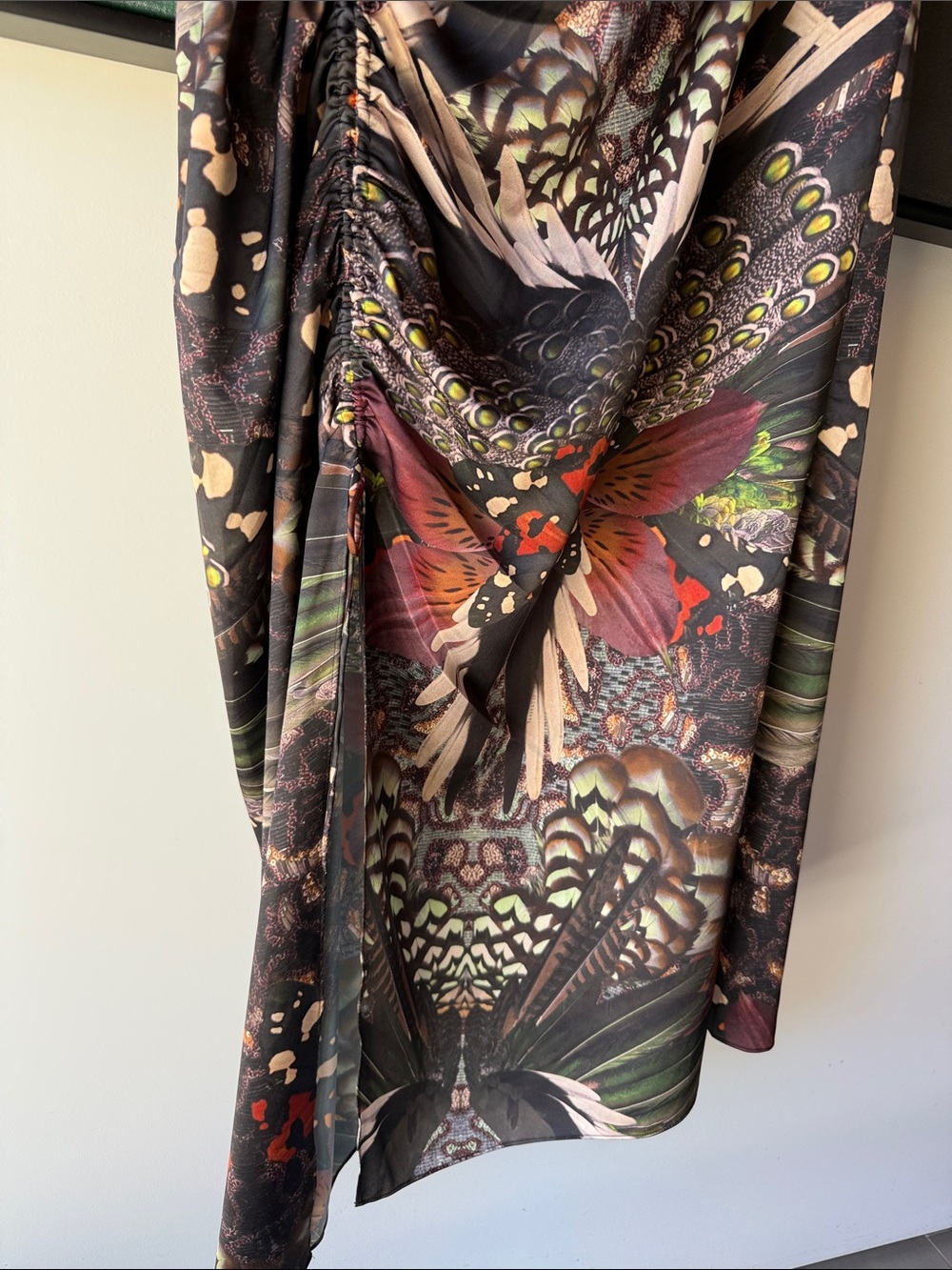 AllSaints Multicolor Printed Midi Dress with Black Base - Picture 7 of 9